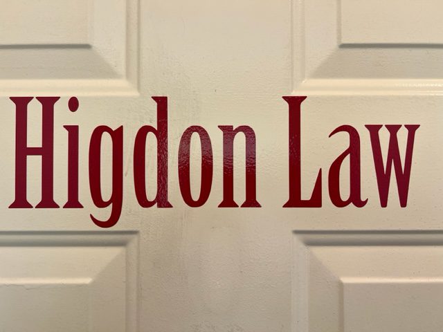 Higdon Law door signage